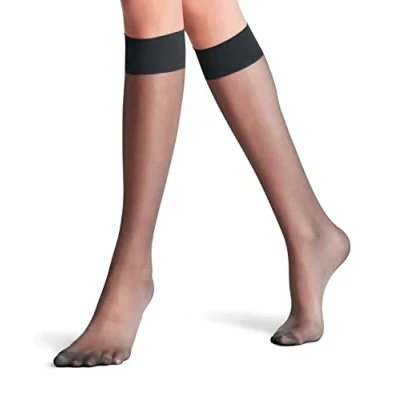 Afbeelding van Falke Seidenglatt 15 Denier Transparent Kniekousen, Dames, Maat: 39 42, Graphite