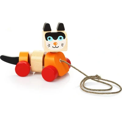 Afbeelding van Cubika houten trekfiguur kat