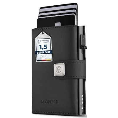 Afbeelding van SF SCOFIELD Trinity Slanke portemonnee met muntvak, creditcardhouder voor heren 10 12 kaarten, RFID bescherming, mannen, smart portemonnee, etui, Zwart, Space Grey, Modern