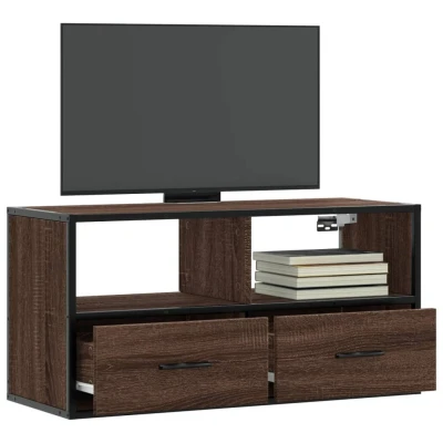 Afbeelding van vidaXL Tv meubel 80x31x39,5 cm bewerkt hout metaal bruin eikenkleurig