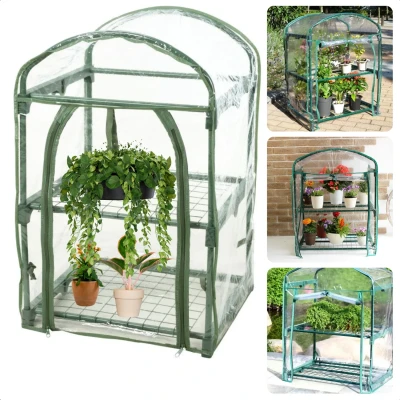 Afbeelding van Cheqo® Duurzame Plantenkas Tuinkas 2 Verdiepingen 50 x 45 84 cm Mini kas voor Tuinliefhebbers Kweekkas