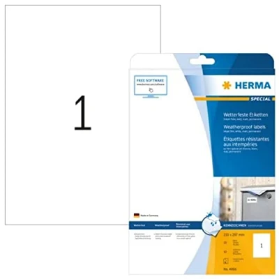 Afbeelding van Herma 4866 weerbestendige kunststof etiketten, 210 x 297, speciaal A4, wit