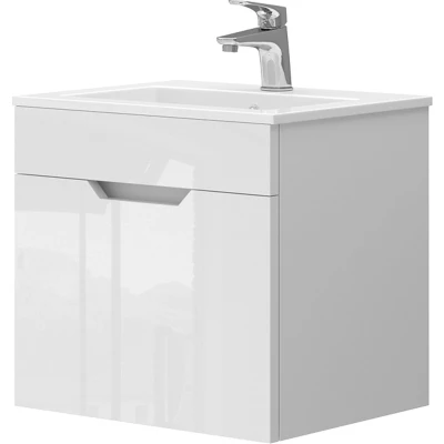 Afbeelding van Vicco Badkamermeubel set Stefanie, Wit/Wit Hoogglans, 2 delen, met wastafel