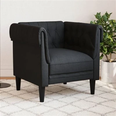 Afbeelding van Fauteuil Chesterfield stijl stof zwart