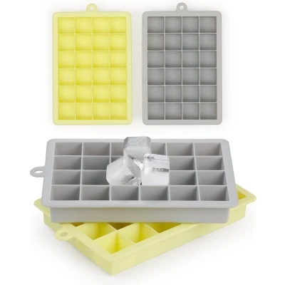 Afbeelding van Blumtal Siliconen Ijsblokjesvorm 26 mm, ultimate grey Geel, vierkant, set van 2 x 24