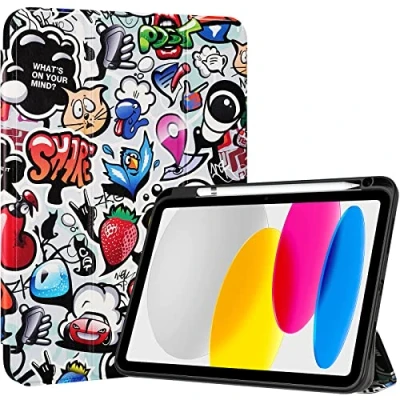 Afbeelding van ProCase iPad 10e generatie 2022 10,9 inch hoes met penhouder, Smart Case Cover schokbestendig transparante achterkant beschermhoes compatibel Share