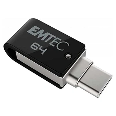 Afbeelding van EMTEC USB stick, 64 GB, Dual T260C, Mobile&amp;Go 3.2 draaibare Stick A/USB C 360 draaibaar Leessnelheid 180MB/s Max Schrijfsnelheid 15MB/s