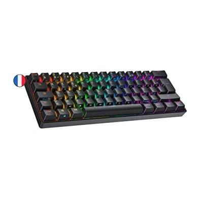 Afbeelding van N60 Nova Mechanical Gaming toetsenbord 60% Hot Swap Gametoetsenbord 62 programmeerbare toetsen RGB led Mac, PC Windows AZERTY Frans (zwart, Gateron Pro rood)