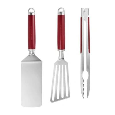 Afbeelding van KitchenAid 3 delige grillset voor binnen Empire Red