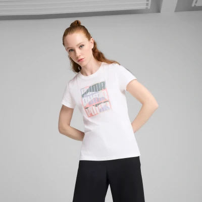 Afbeelding van Puma Graphics Mountain Tshirt print, Dames, Maat: Small, White