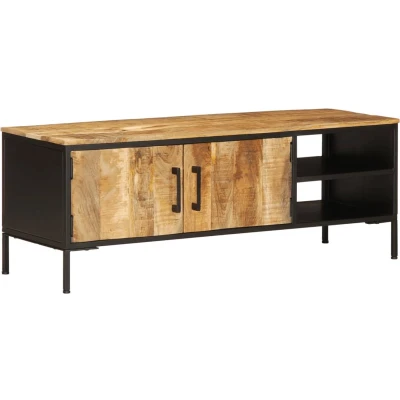 Afbeelding van vidaXL Tv meubel 110x35x40 cm massief ruw mangohout