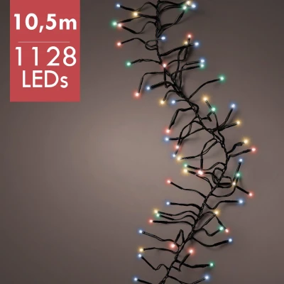 Afbeelding van 10,5m LED Cluster kerstboomverlichting Multi div lichtstanden 1128 lampjes