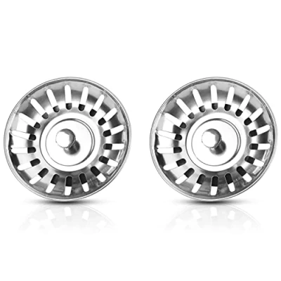 Afbeelding van ✮ Frans merk CZ Store® spoelbaksluiting, 2 stuks, Gootsteen filter, 79 mm, universele stop in Inox, gootsteenzeef, spoelbakzeef, keuken, (2 stuks)
