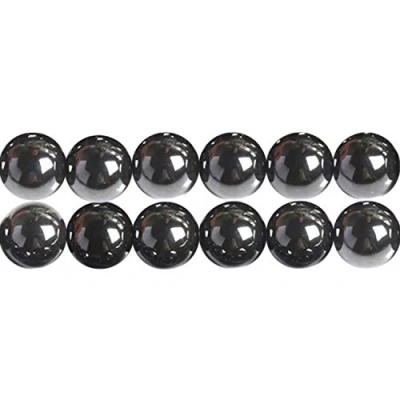 Afbeelding van SKYBEADS Zwarte kralen, 4 mm, om te rijgen, hematiet, natuursteen, draad 38 cm, ca. 90 stuks