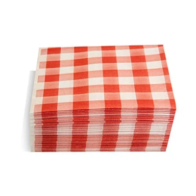Afbeelding van Morigami, Ser41017705, handdoek 40 x 40, Airlaid, 1/4 vouw, 50 servetten, Vichy, rood