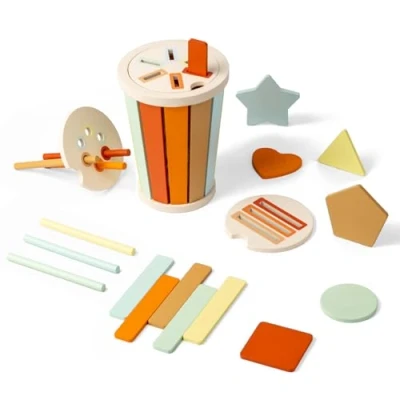 Afbeelding van Smartwo Montessori Babysorteerder, houten speelgoed voor baby&#039;s, 1 jaar, educatief spel, vormen en kleuren, inbouwpuzzel, fijne motoriek, cadeau baby&#039;s van tot 2 jaar