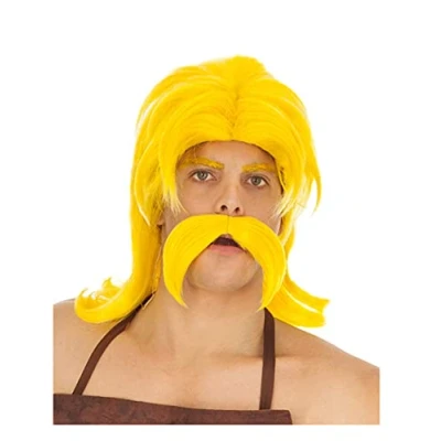 Afbeelding van Chaks Pruik en snor Asterix Obelix, geel, Eén maat