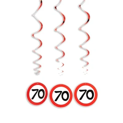 Afbeelding van Verjaardagsdecoratie spiralen 70e verjaardag decoratie man vrouw tafeldecoratie