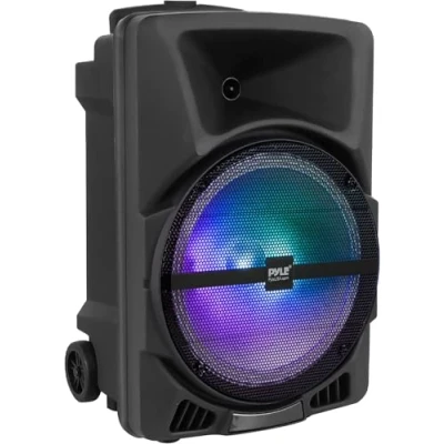 Afbeelding van Pyle Bluetooth Luidspreker Draagbare Speaker met Wielen 800W Binnen en Buiten DJ Stereo MP3 AUX 3,5 mm Ingang Knipperende Partylamp FM Radio Zwart
