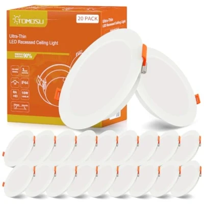 Afbeelding van Led inbouwspot, extra vlak, 10 W, 1000 lm, komt overeen met 100 gloeilamp, IP44, waterdicht, badkamer, neutraal wit 4000 K, gat Φ115 125 mm, AC220 240 V, voor keuken, woonkamer, slaapkamer, 20