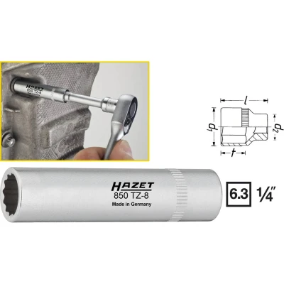 Afbeelding van HAZET 850TZ 8 Steeksleutelelement DIN3124, ISO2725 1 Chroom vanadium staal gekarteld