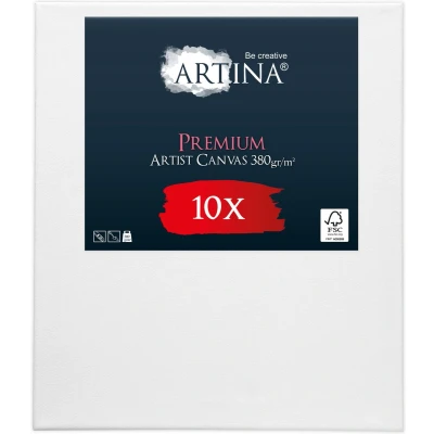 Afbeelding van Artina Set van 10 Schildersdoeken 50x70 cm FSC® Schildersdoek Stuks Premium Canvas Dubbel Geprimed Spieraam Wit