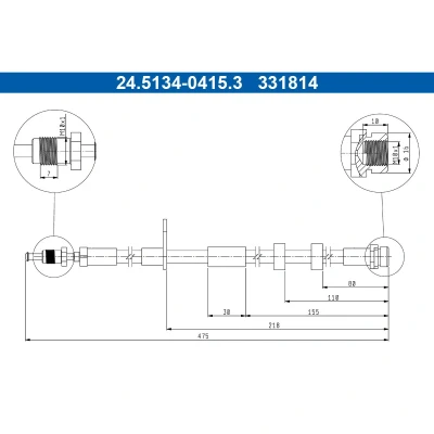 Afbeelding van ATE 24.5104 0495.3 Remslang 520mm M10x1mm BMW: 5 Saloon, Touring