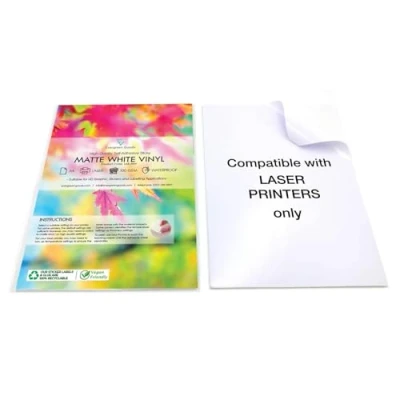 Afbeelding van 10 vellen A4 waterdicht wit mat vinyl hoge kwaliteit zelfklevend laserdrukbaar
