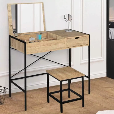 Image de Coiffeuse LUIS miroir rabattable design industriel