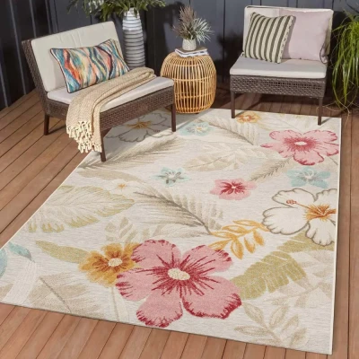 Afbeelding van Buitenkleed Bloemen Yara Grijs 160x230 Cm