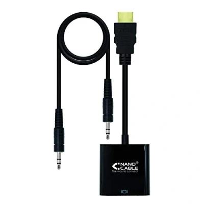 Afbeelding van HDMI toS VGA with Audio Adapter NANOCABLE 10.16.2001 BK Black (10 cm + 1 m)
