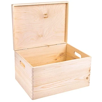Image de Creative Deco Boite Rangement Bois à Décorer 40 x 30 24 cm (+/ 1 cm) Caisse BRUT