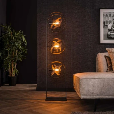 Afbeelding van Hoyz Collection Vloerlamp 3L Cosmos Mesh Artic Zwart