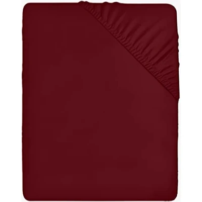 Afbeelding van Utopia Bedding Hoeslaken, met hoekhoogte van 35 cm voor dikke matrassen, geborstelde microvezel Bordeauxrood, 140 x 200