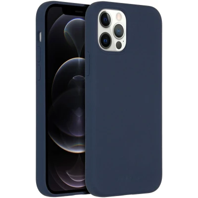 Afbeelding van Accezz Hoesje Geschikt voor iPhone 12 Pro / Siliconen Liquid Silicone Backcover MagSafe Donkerblauw