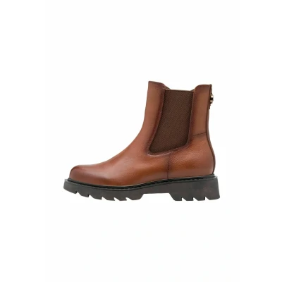 Afbeelding van Tamaris Enkellaarsjes met plateauzool, Dames, Maat: 42, Cognac Schoenen