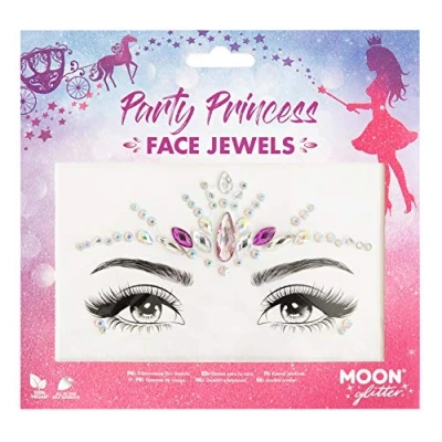 Afbeelding van Moon Creations Glitter Party Princess Gezicht Diamanten Sticker Roze/Wit