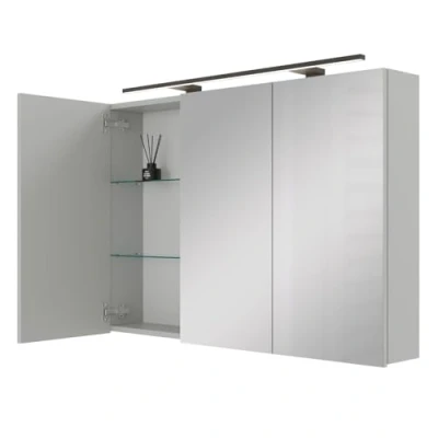 Afbeelding van Planetmöbel ARIA Spiegelbadkamerkast met verlichting, 100 cm breed, hangkast spiegel, verlichting en stopcontact, wit/grijs, x 70 16