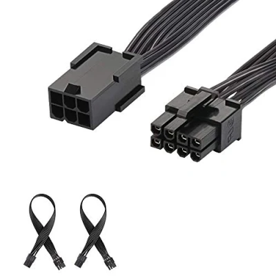 Afbeelding van J&amp;D 6 pins PCIe naar 8 polige stroomadapterkabel (2 stuks), PCI Express adapterkabel, 12 inch