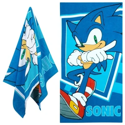 Afbeelding van Sonic the Hedgehog Strandhanddoek voor kinderen, 100% katoen, sneldrogend, handdoek, 70 x 140 cm
