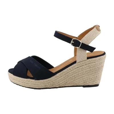Afbeelding van TOM Tailor Sandalen met plateauzool, Dames, Maat: 40, Navy Textiel
