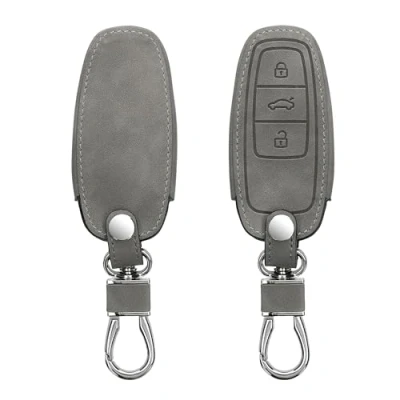 Afbeelding van kwmobile autosleutelbehuizing geschikt voor Audi A6 A7 A8 Q7 Q8 3 knops autosleutel Keyless Sleutelbehuizing Sleutelhoes in grijs