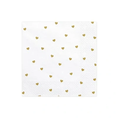 Afbeelding van Partydeco Servetten Hartjes goud (20 stuks)