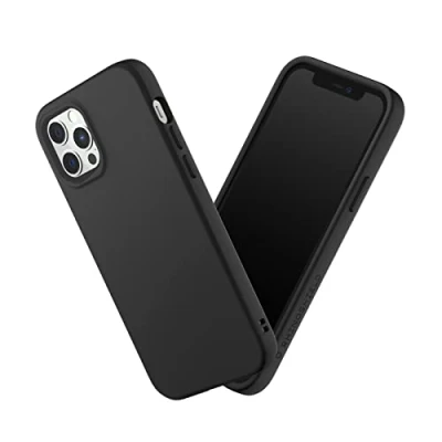 Afbeelding van RHINOSHIELD SolidSuit beschermhoes compatibel met iPhone 12/12 Pro dun hoesje schokabsorberende technologie en premium matte afwerking, verwisselbare fotolens contour klassiek zwart