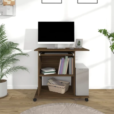 Afbeelding van Computerbureau 80x50x75 cm bewerkt hout bruineikenkleurig