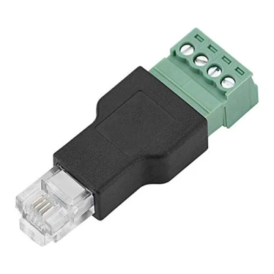Afbeelding van RJ11 6P4C mannelijk naar 4 polige schroefklemconnector, schroefklemadapter, mannelijke interface HUB, stekkeradapters voor gestructureerde bekabeling