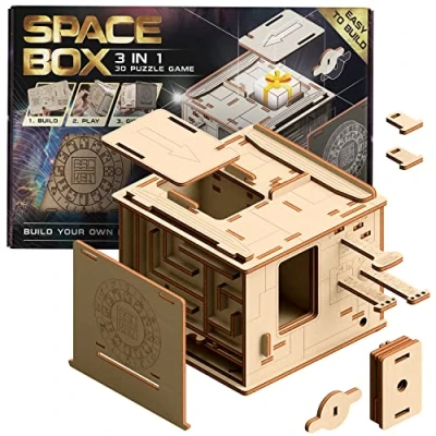 Afbeelding van ESC WELT Space Box 3D puzzelspel 3 in 1 puzzeldoos houten puzzel en geschenkdoos voor kinderen puzzelcadeaus