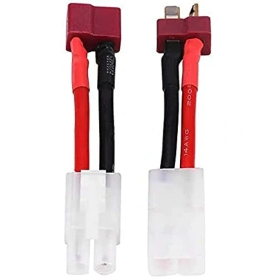 Afbeelding van YUNIQUE GREEN CLEAN POWER Deans T naar Tamiya kabeladapter voor RC voertuigen en Lipo batterijen compatibel met opladers mannelijke vrouwelijke connectoren, rood/zwart, kunststof