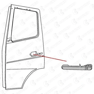 Afbeelding van DT Spare Parts 4.63272 Deurgrepen Deur achterkant voertuig, voor en achter MERCEDES BENZ: Sprinter 2 T Van, Vito 4 Van