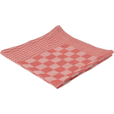 Afbeelding van Professionele Theedoek Geblokt 65x65cm Rood/Wit Handdoeken &amp; Theedoeken